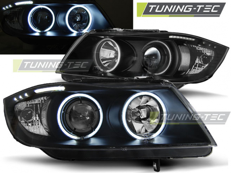 CCFL Angel Eyes Scheinwerfer für BMW 3er E90/E91 05-08 schwarz